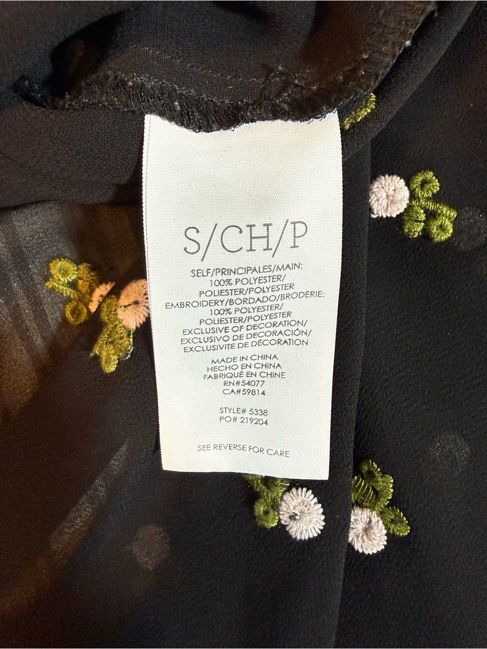 Cabi Sheer Embroidered Floral Blouse Size Small Black Long Sleeve Boho Top - Picture 9 of 14